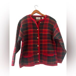 Chandler Hill Vintage Christmas Plaid Button Up Blazer